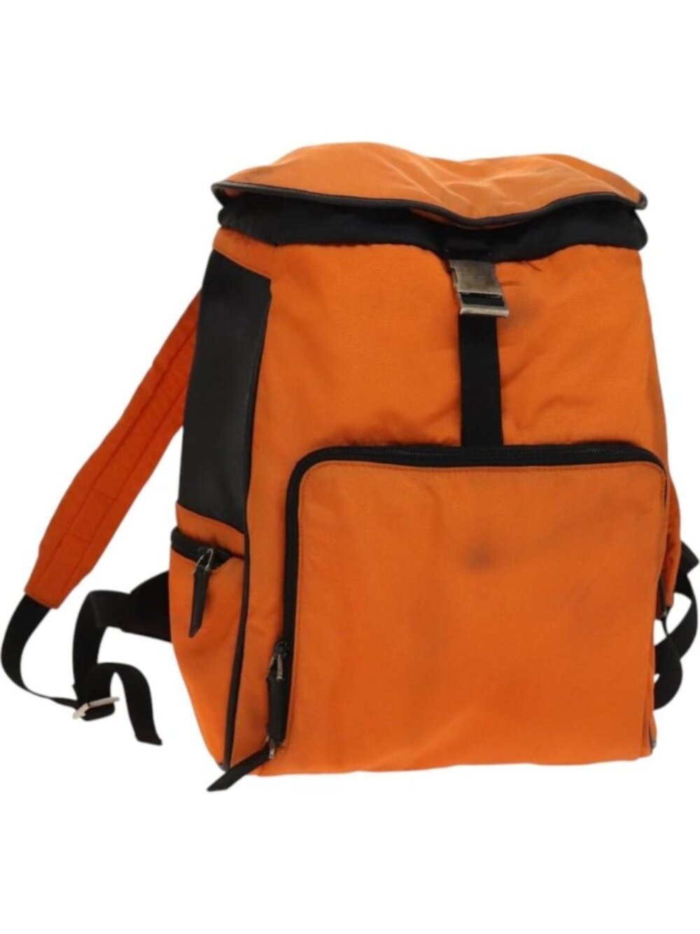 GUCCI Backpack Nylon Leather Orange Black Silver
